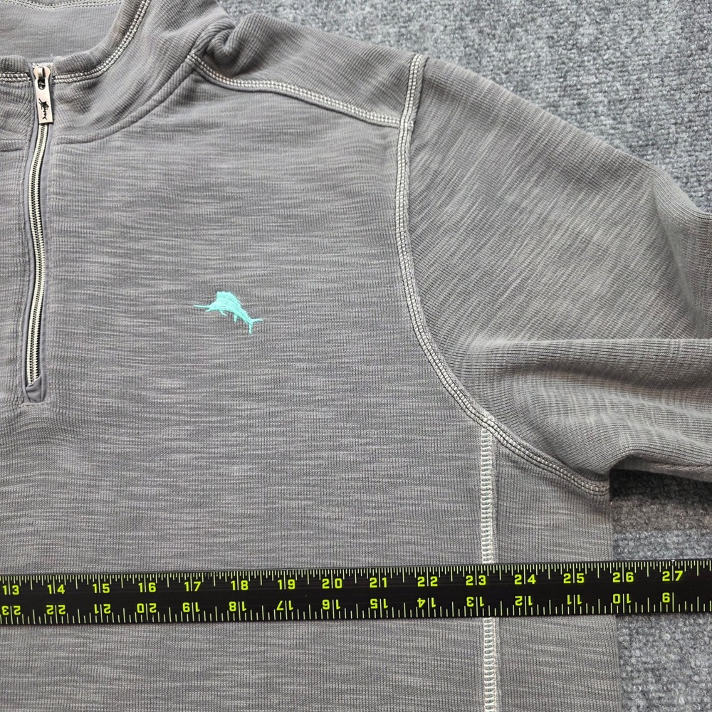 Tommy Bahama Tobago Bay Men's XXL Gray Cotton Tencel Quarter Zip Pullover Marlin - Picture 11 of 15